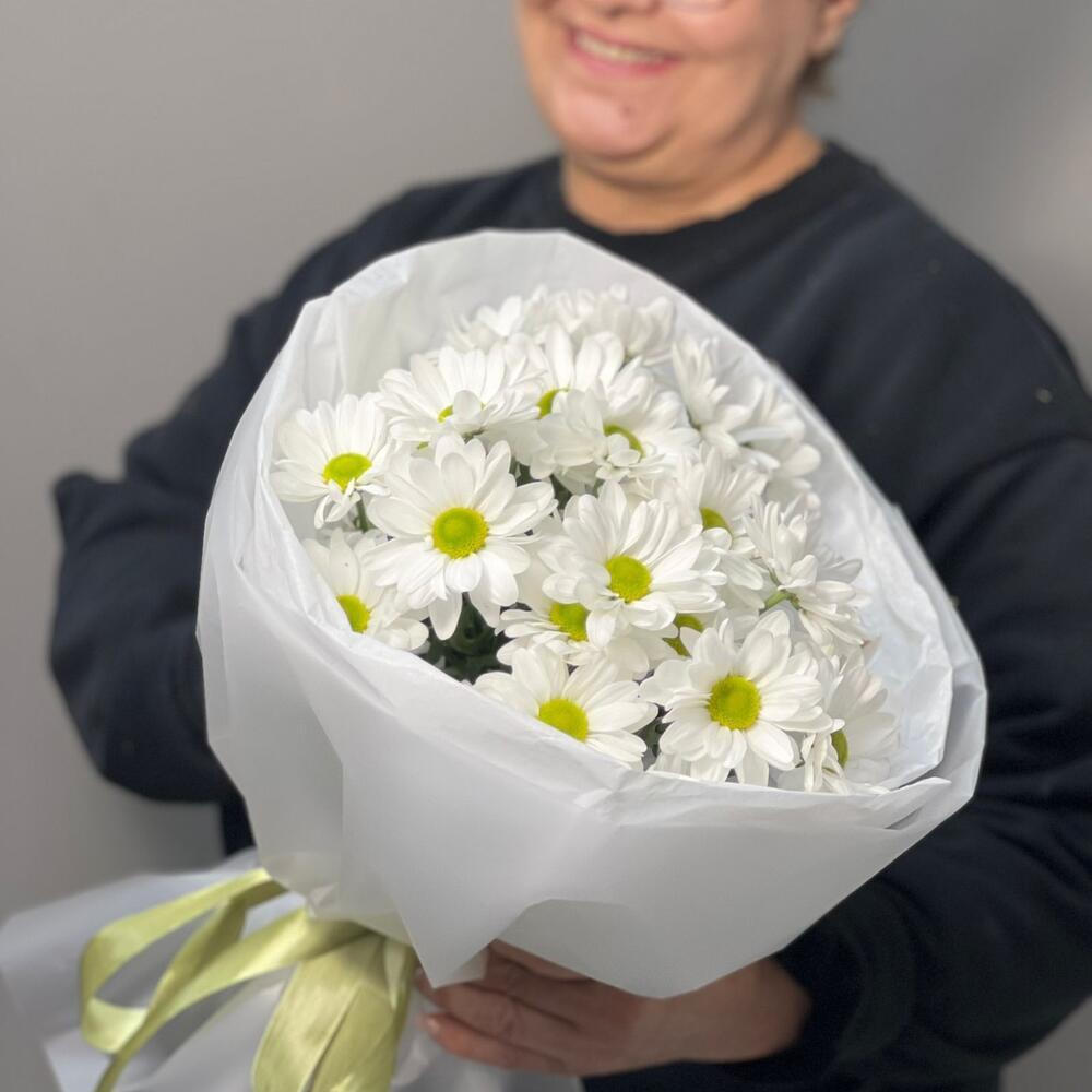 Букет «Ромашковый» – нежные белые хризантемы в деревенском стиле Белоусово Калужская область